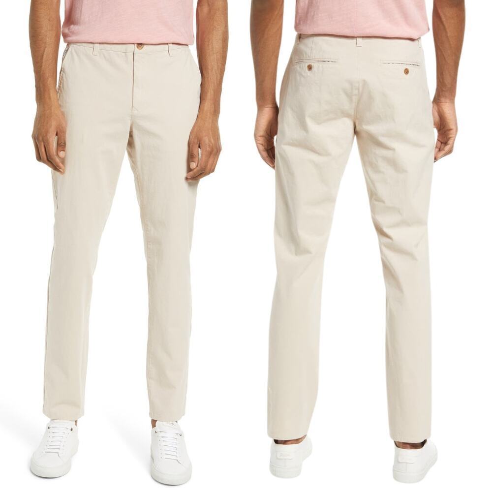 Bonobos Pants Stretch Washed Chino Slim Fit Beige Mens Khaki 35x32